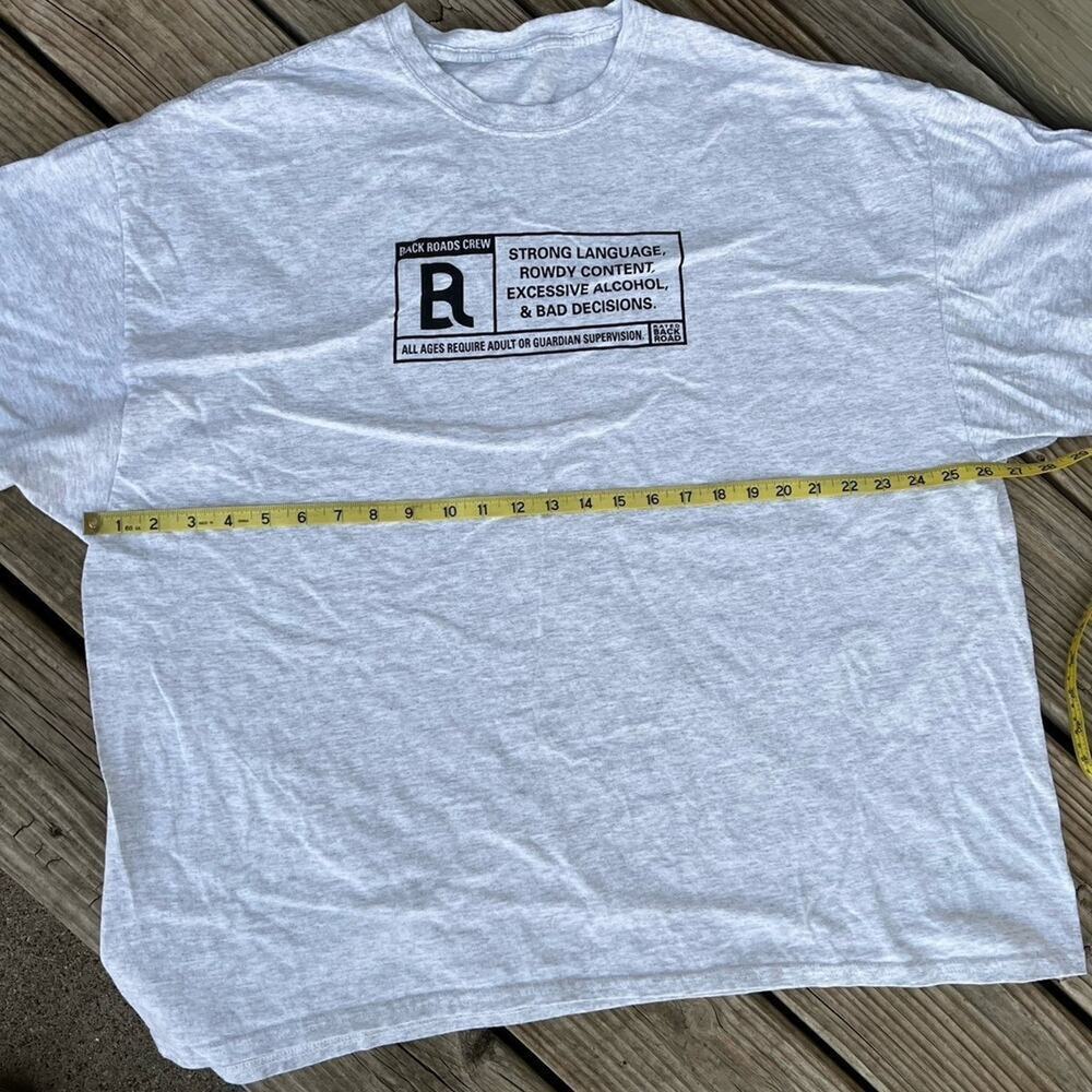 BACK ROADS CREW GRAY T-SHIRT, Men's Size 2XL-3XL